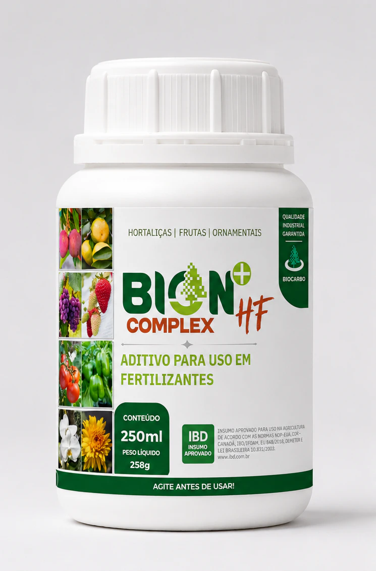 Vista alternativa da embalagem de 250 mililitros do BION+Complex HF