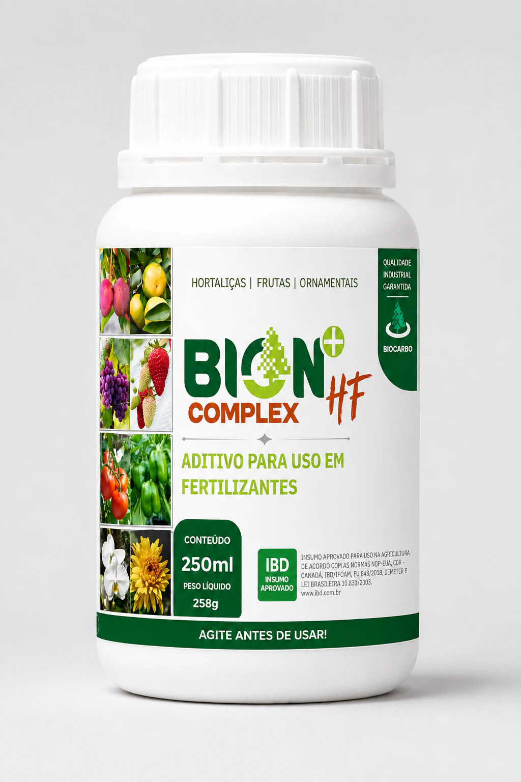 Embalagem de 250 mililitros do BION+Complex HF
